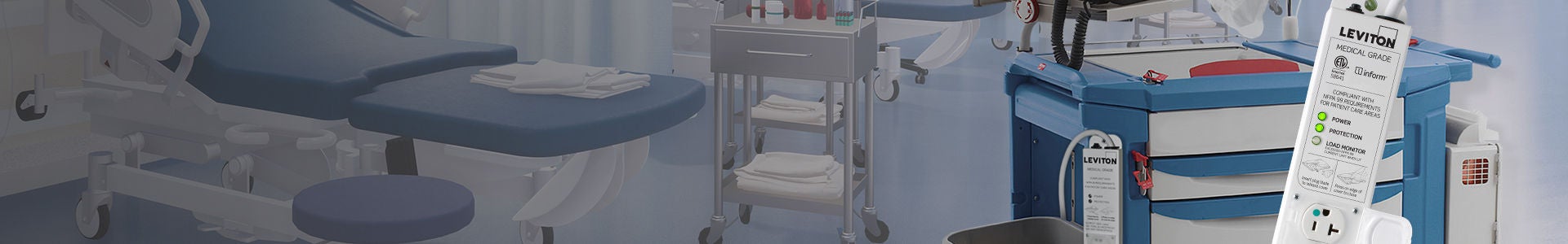 Medical Grade Power Strip on Crash Cart