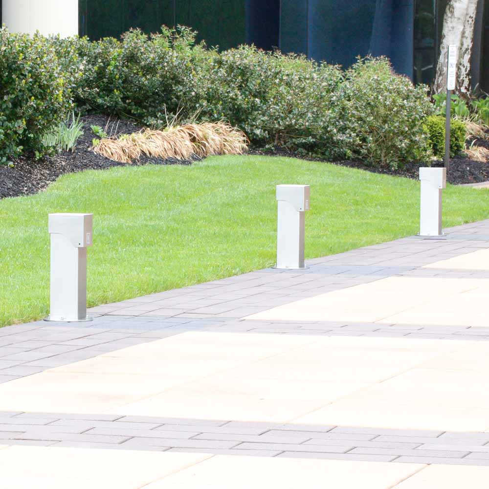 pedestals in a streetscape.