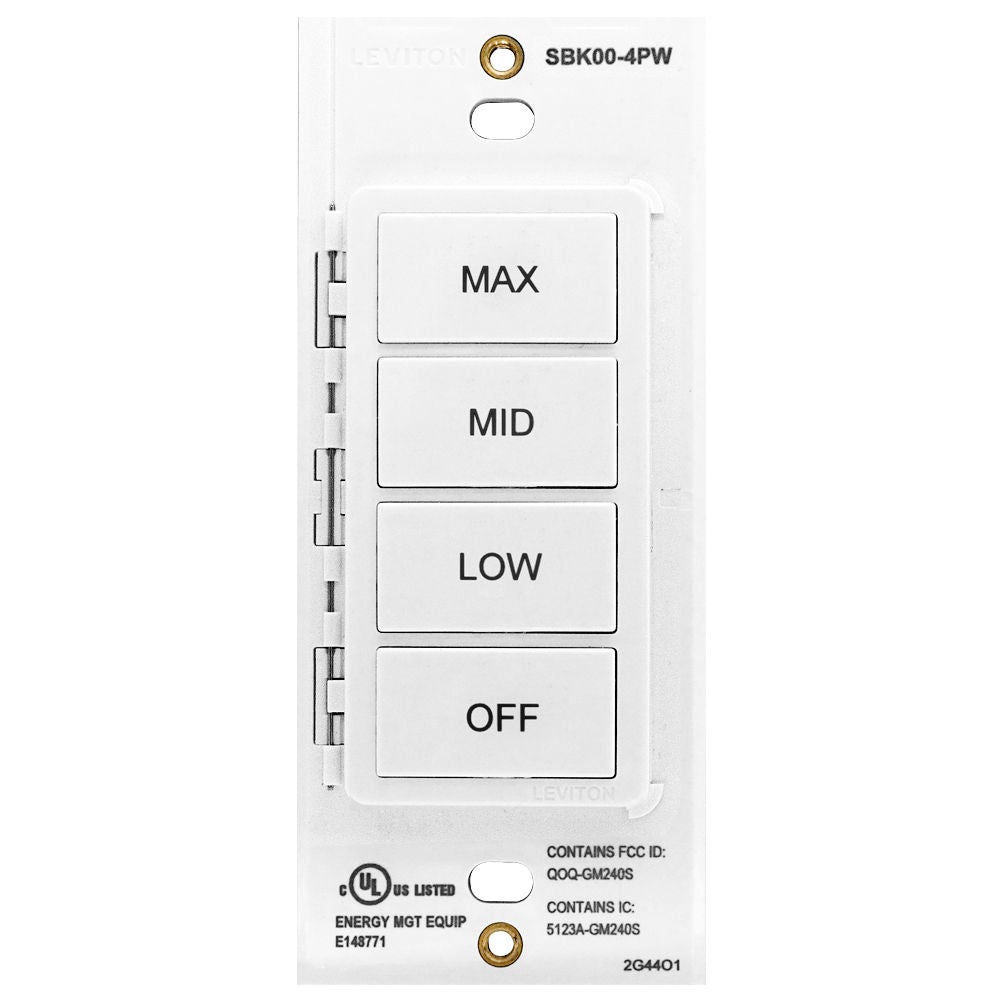 4 Button Wireless Companion Keypad with MAX, MID, LOW, and OFF buttons.