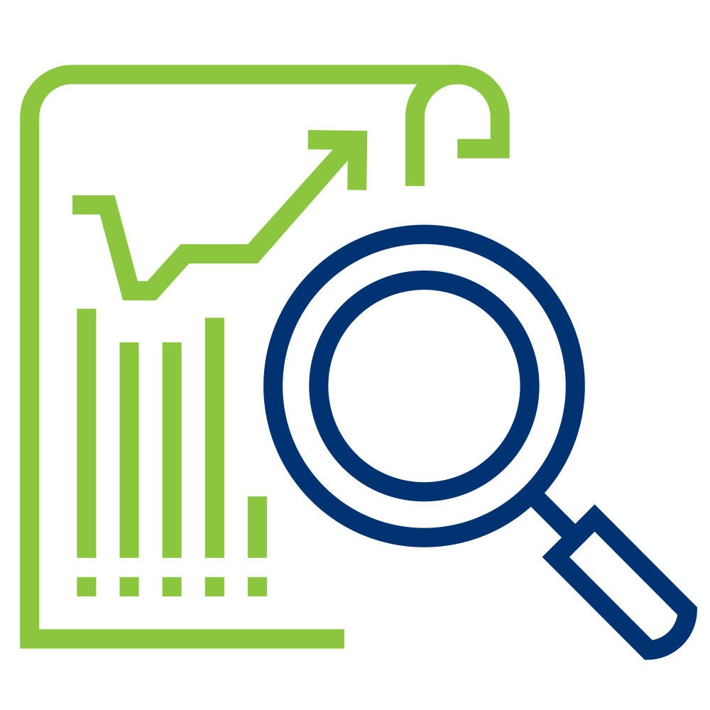 Line Graph and Magnified Glass