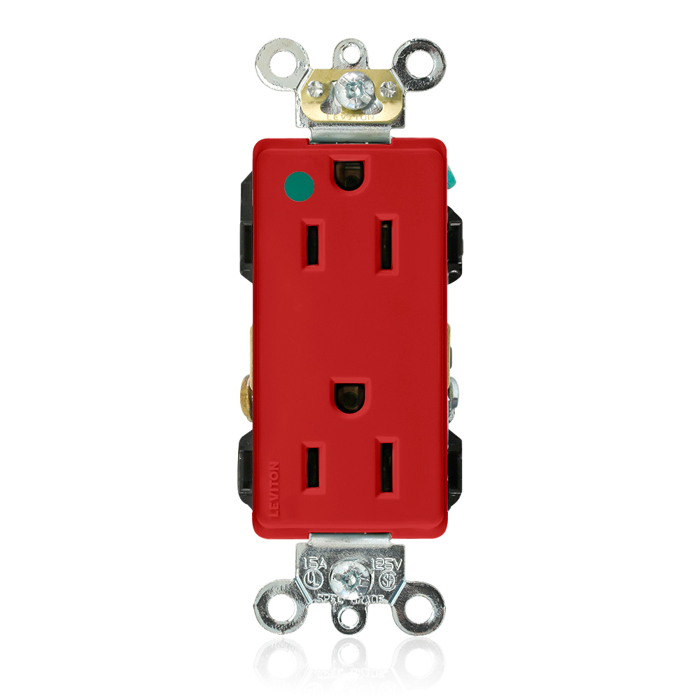 Product image for 15 Amp Decora Plus Duplex Receptacle/Outlet, Industrial Grade, Self-Grounding