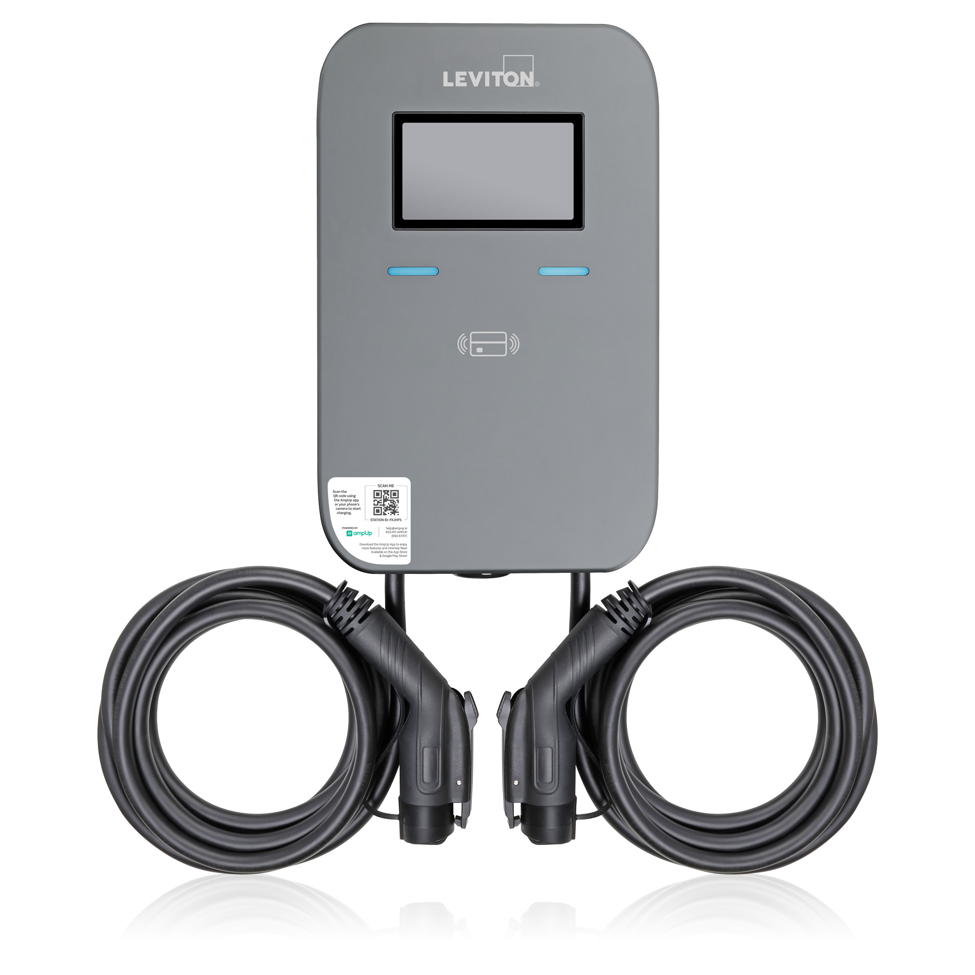 Product image for 48 Amp Dual Port Level 2 Electric Vehicle Charging Station, Charging Station Management Software and LCD Screen