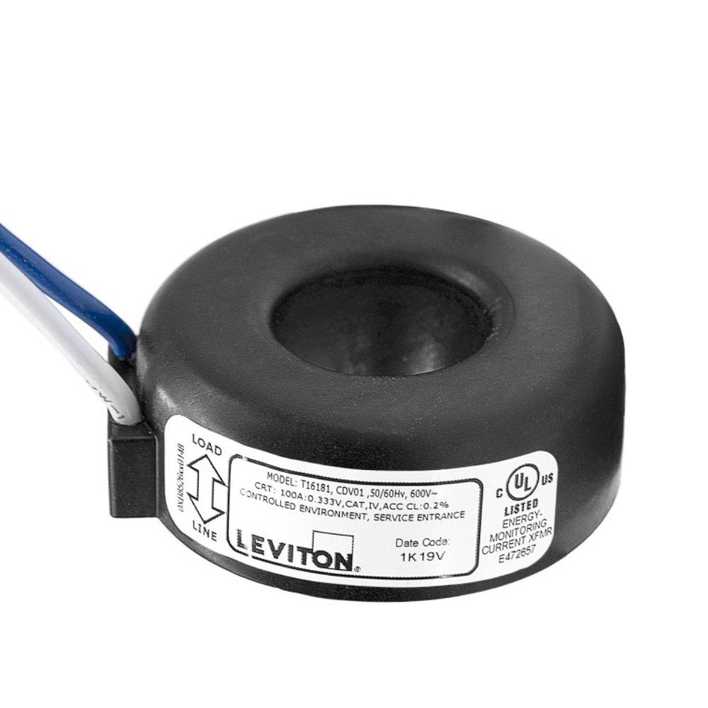 Product image for Current Transformer, Solid Core, 100A, 333mV, 0.72" Opening, 144” Leads, 0.2% Accuracy, For Submetering