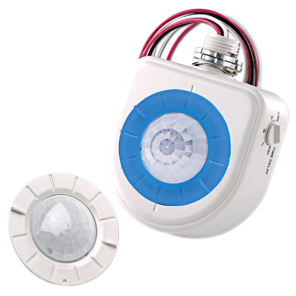 Product image for Occupancy Sensor, Fixture Mount, PIR, High Bay, 2 Interchangeable Lenses and Aisle Mask, Cold Storage Model, White