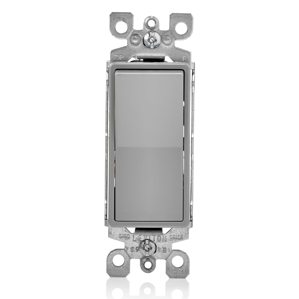 Product image for 15 Amp Decora Rocker 3-Way Switch, Grounding, Gray