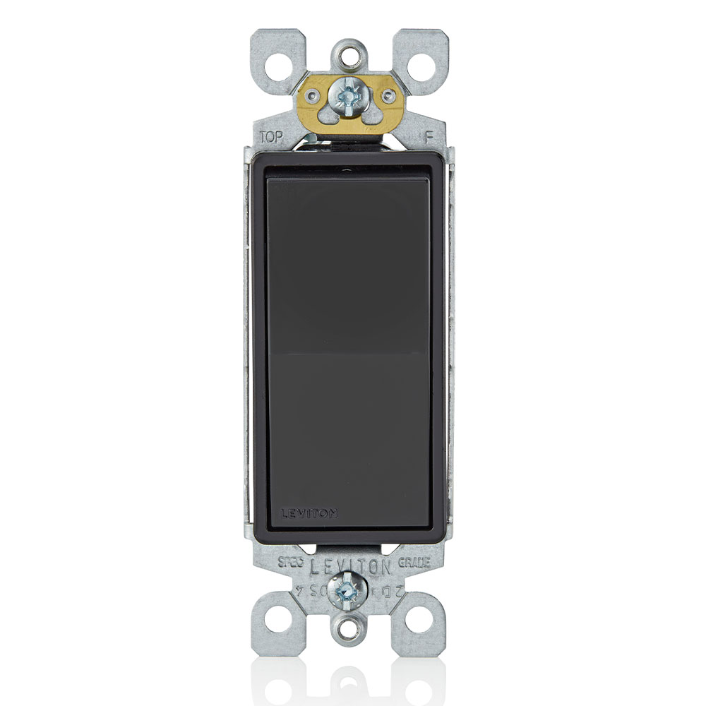 Product image for 15 Amp Decora 3-Way Switch, Self-Grounding, Black