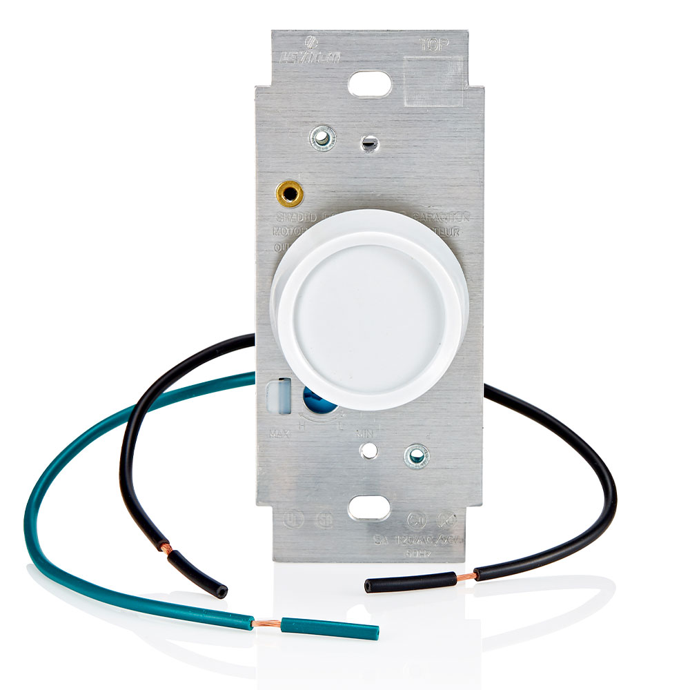 Product image for Trimatron Rotary Fan Speed Control Switch, 5A, Full Range, Single Pole, White