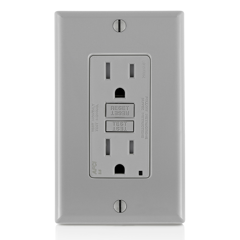 Product image for 15 Amp, Tamper-Resistant AFCI Outlet with LED Indicator Light