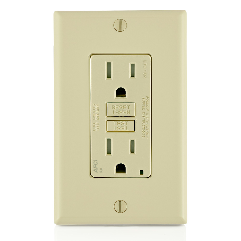 Product image for 15 Amp, Tamper-Resistant AFCI Outlet with LED Indicator Light