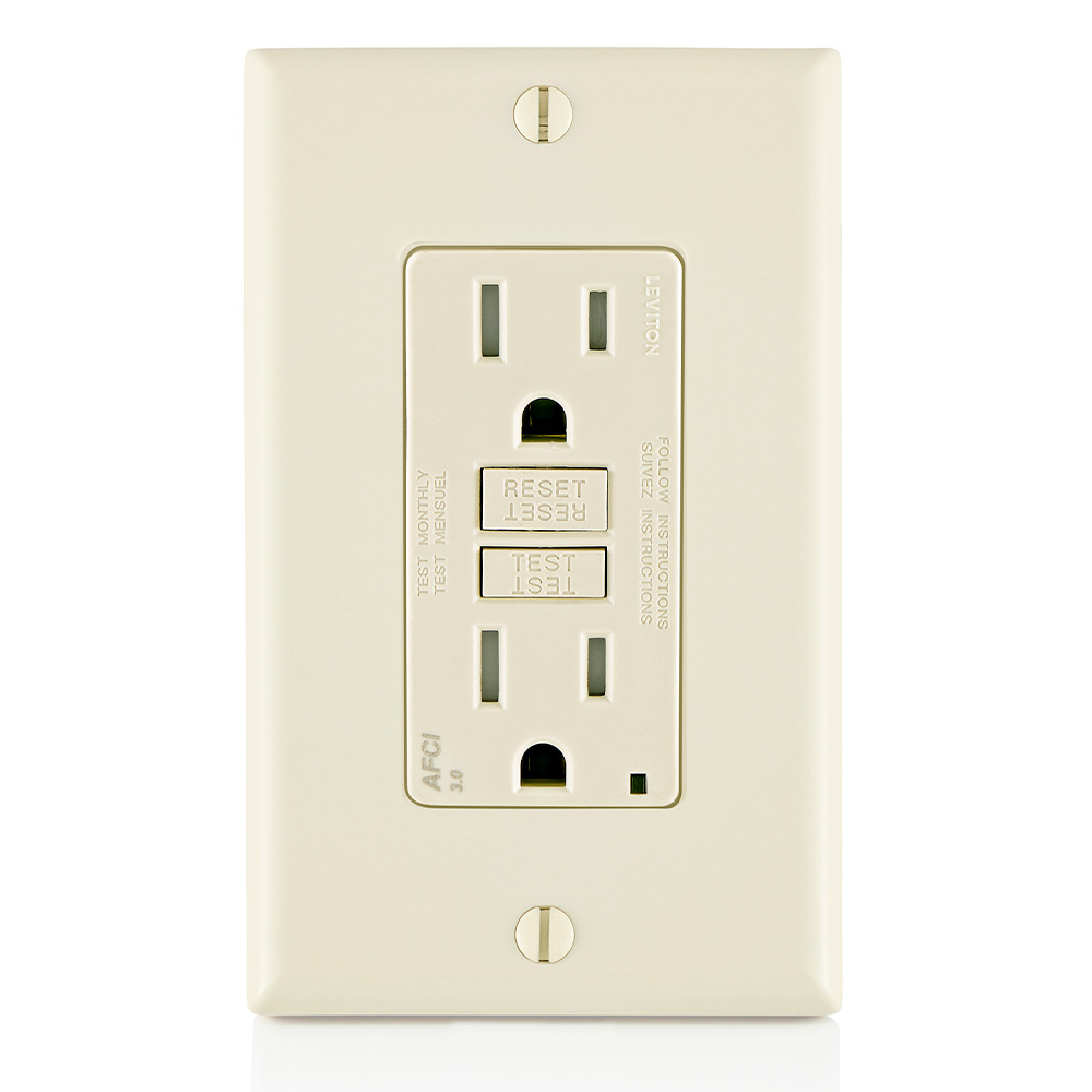 Product image for 15 Amp, Tamper-Resistant AFCI Outlet with LED Indicator Light