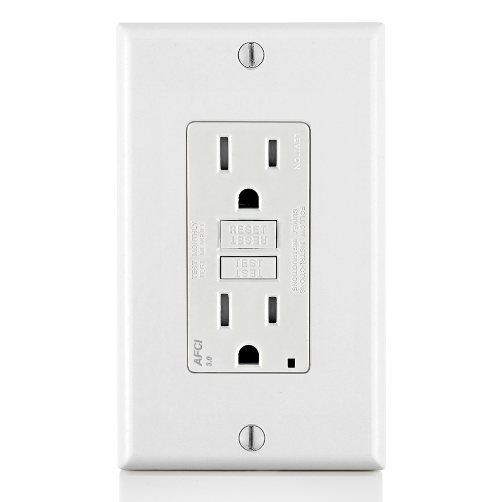 Product image for 15 Amp, Tamper-Resistant AFCI Outlet with LED Indicator Light