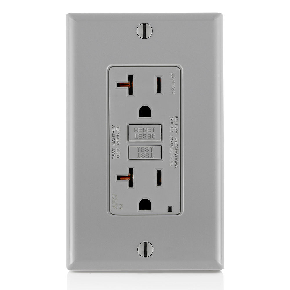Product image for 20 Amp, Tamper-Resistant AFCI Outlet with LED Indicator Light