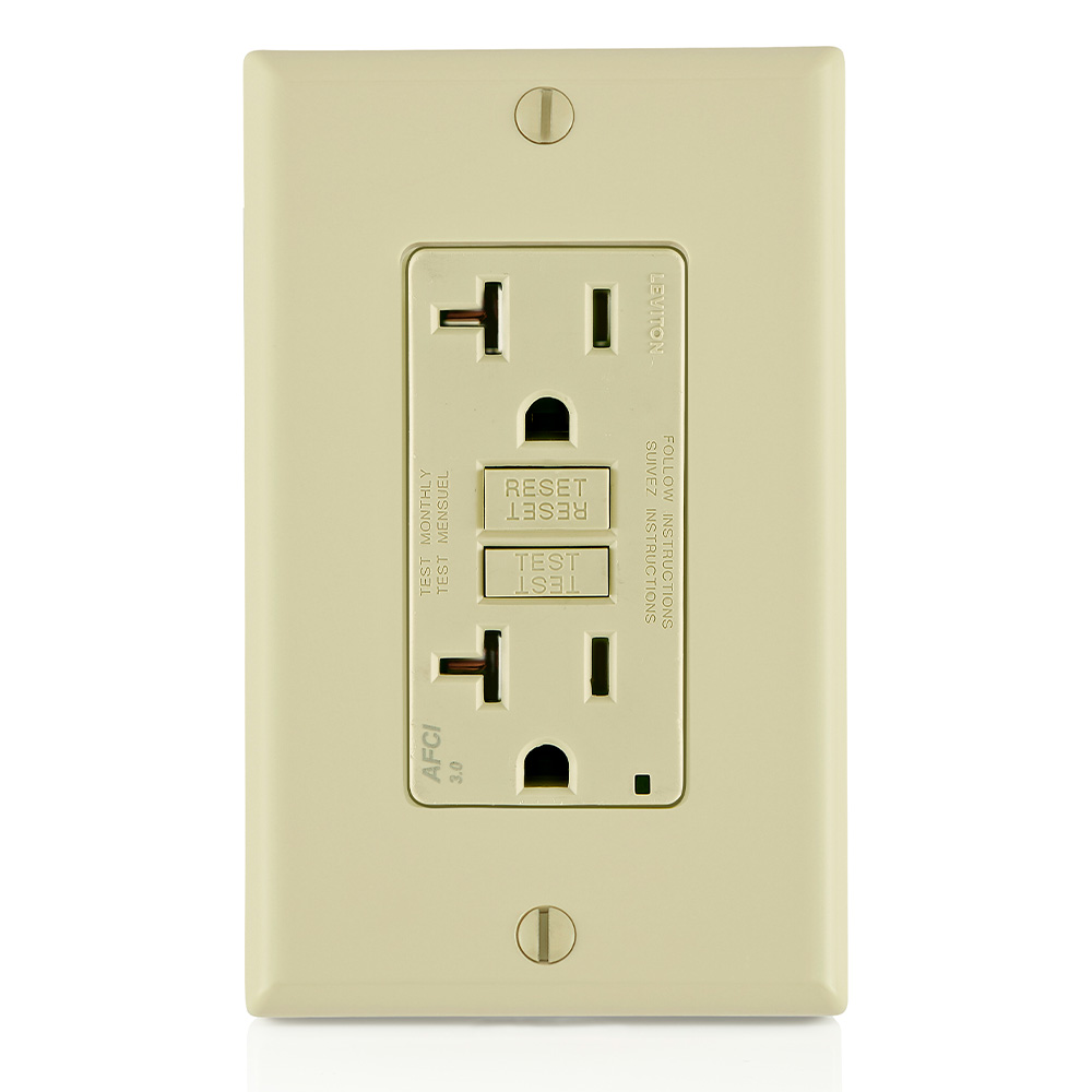 Product image for 20 Amp, Tamper-Resistant AFCI Outlet with LED Indicator Light