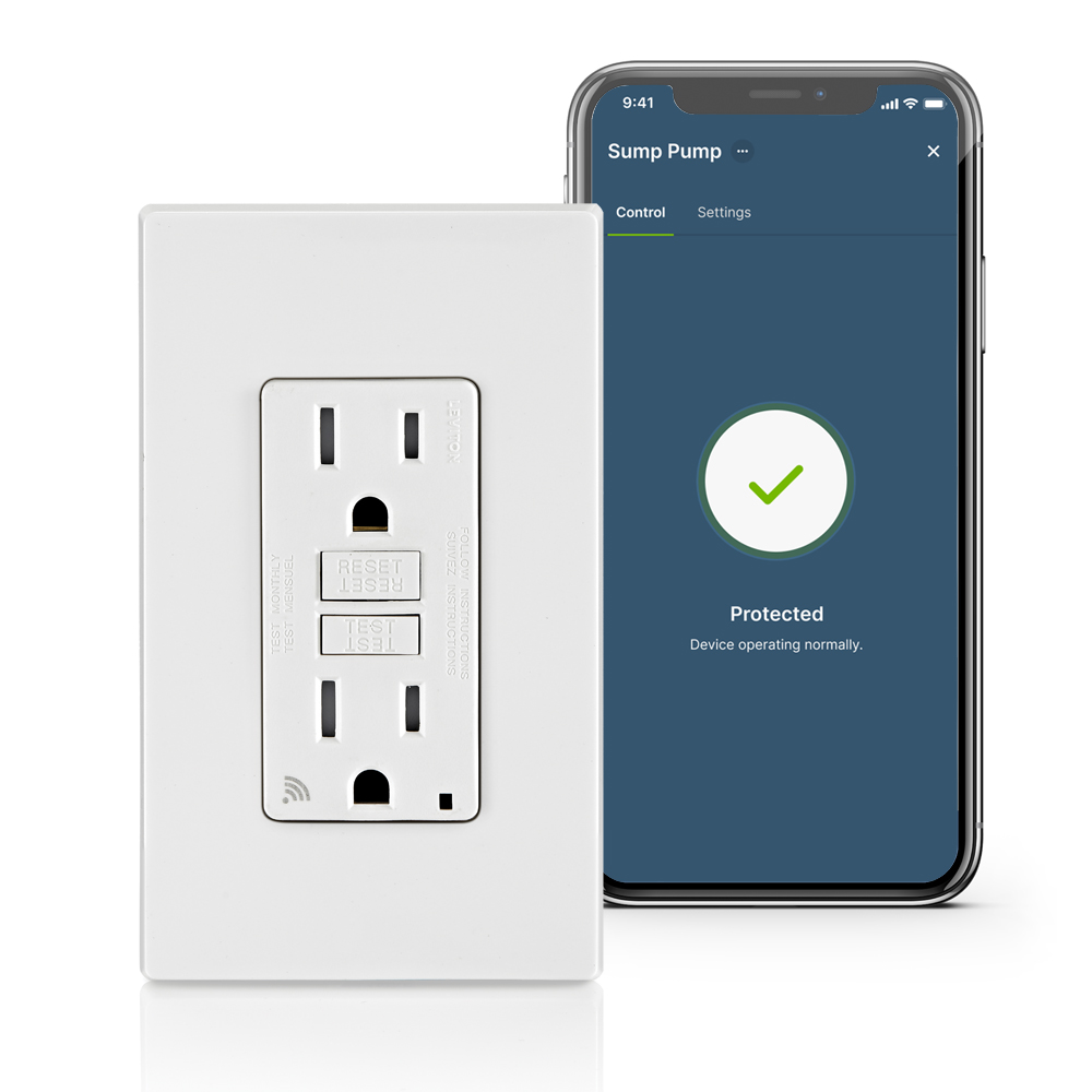 Product image for 15 Amp, Self Test, Tamper-Resistant Smart GFCI Outlet with LED Indicator Light