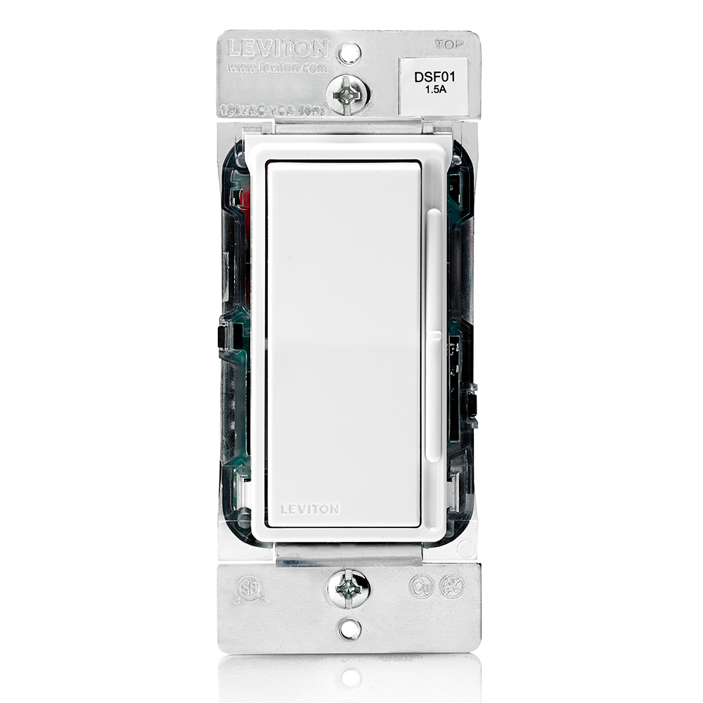 Product image for Decora Slide Ceiling Fan Wall Switch, Quiet 3-Speed Fan Control, White with Ivory and Light Almond Faceplates included