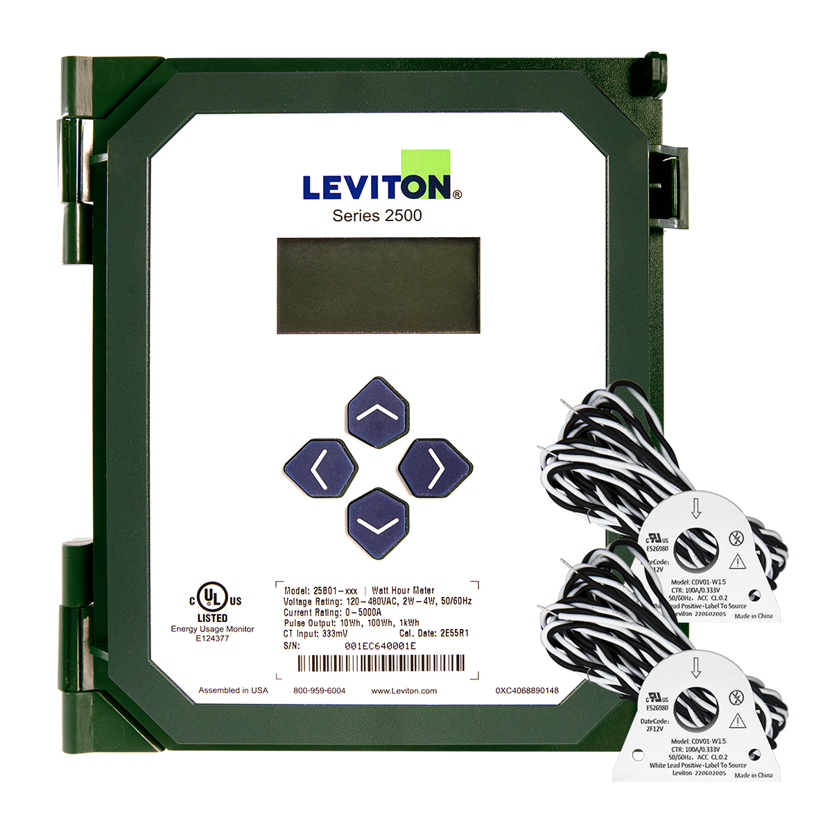 VerifEye Series 2500 Kit, 25B01 meter with 2 CDV02-W20 Solid Core CTs - 200A