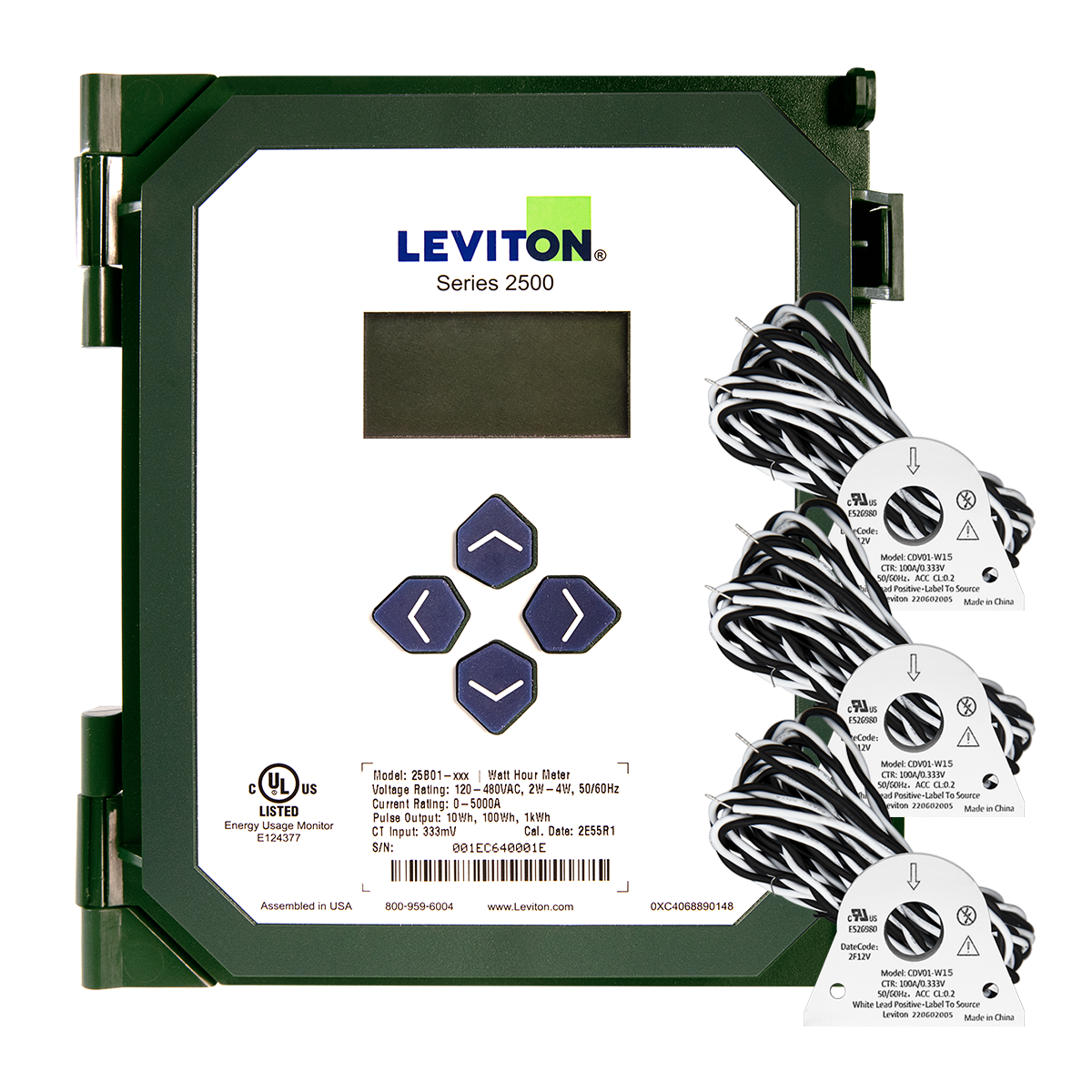VerifEye Series 2500 Kit, 25B01 meter with 3 CDV02-W20 Solid Core CTs - 200A