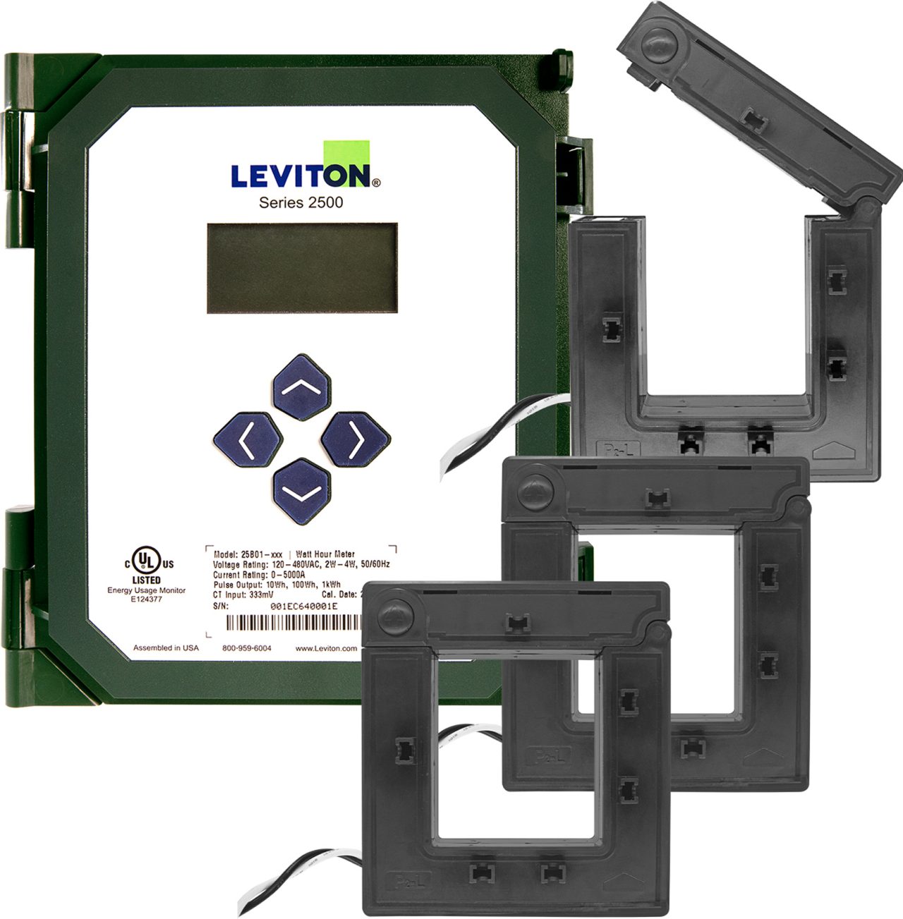 VerifEye Series 2500 Kit, 25B01 meter with 3 CTV08-KG1 Split Core CTs - 800A