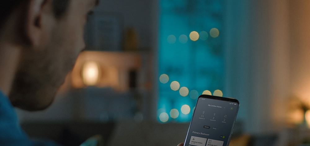 man using smart home app